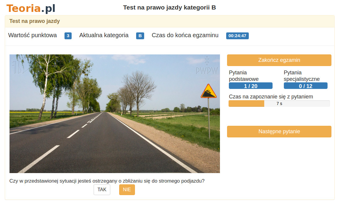 Tryb egzaminacyjny i nauka do teorii w Teoria.pl