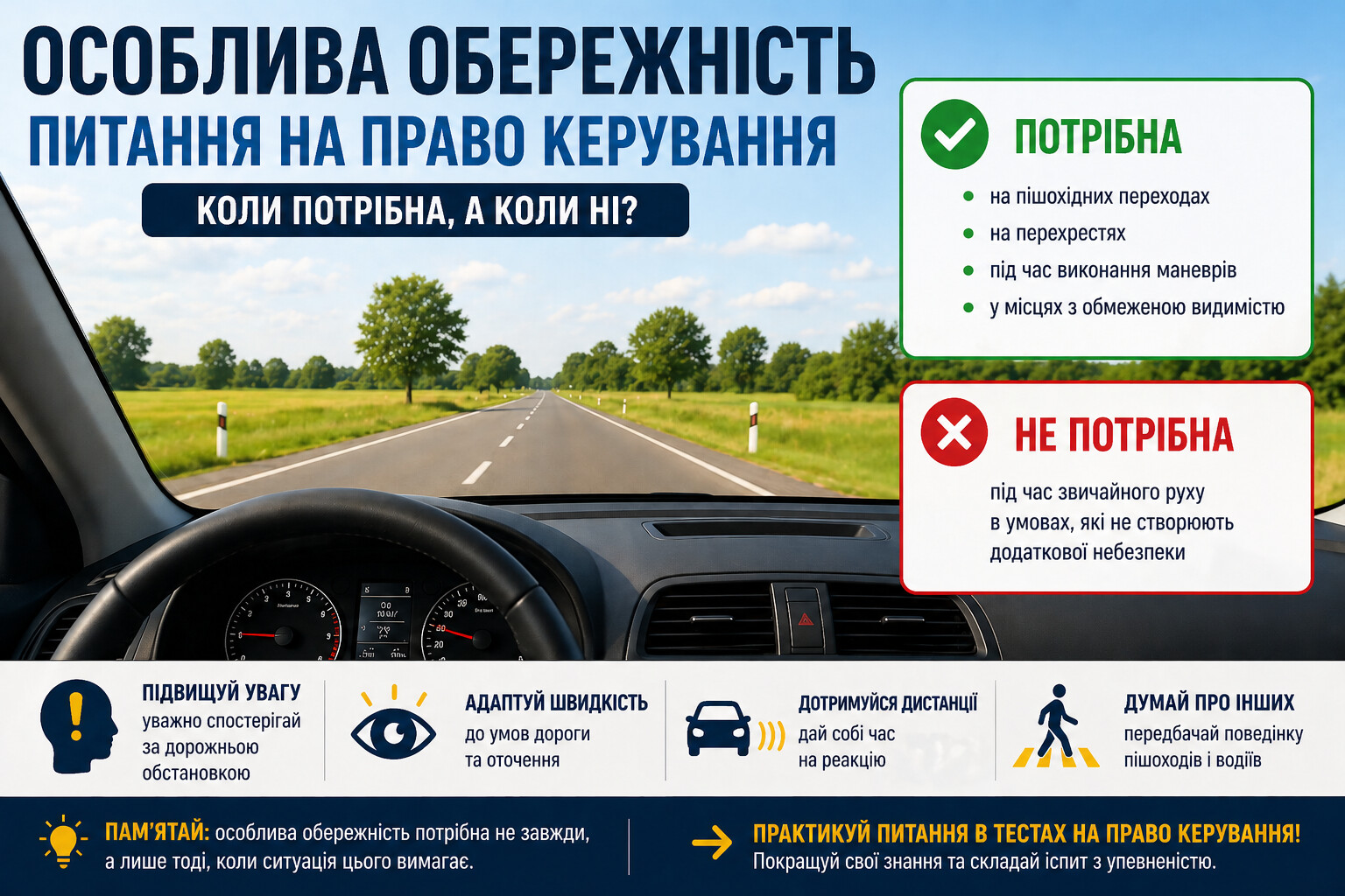 Особлива обережність у питаннях на польські водійські права