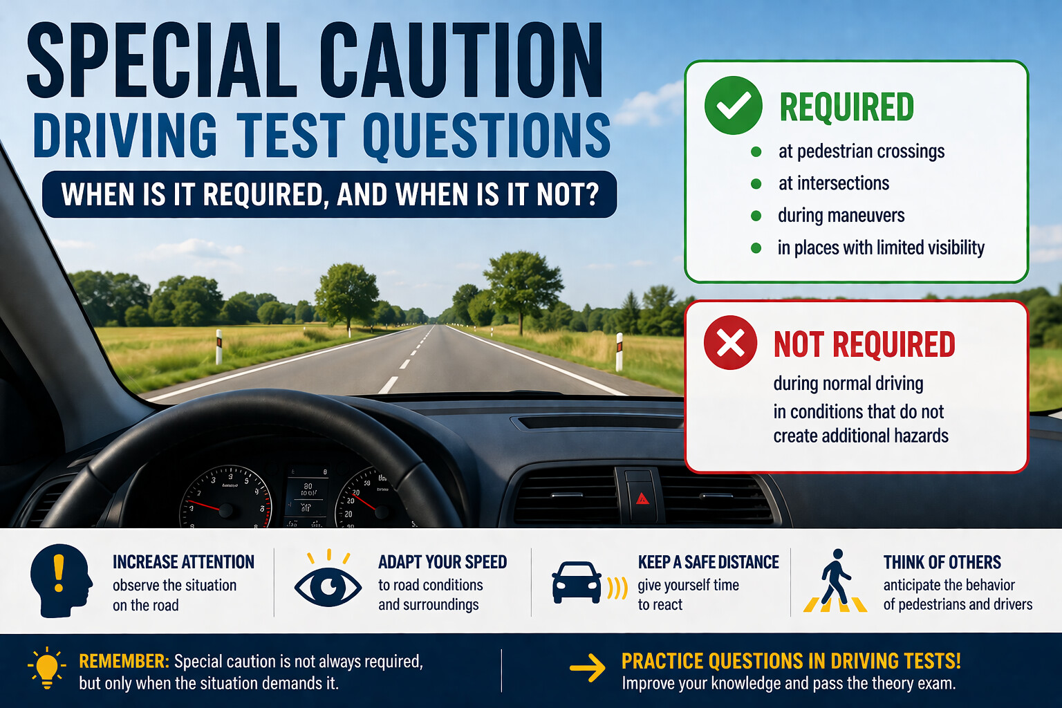 Special caution in Polish driving test questions